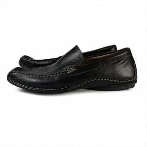 Franco Fortini Men's Black Leather Moccasin Loafers